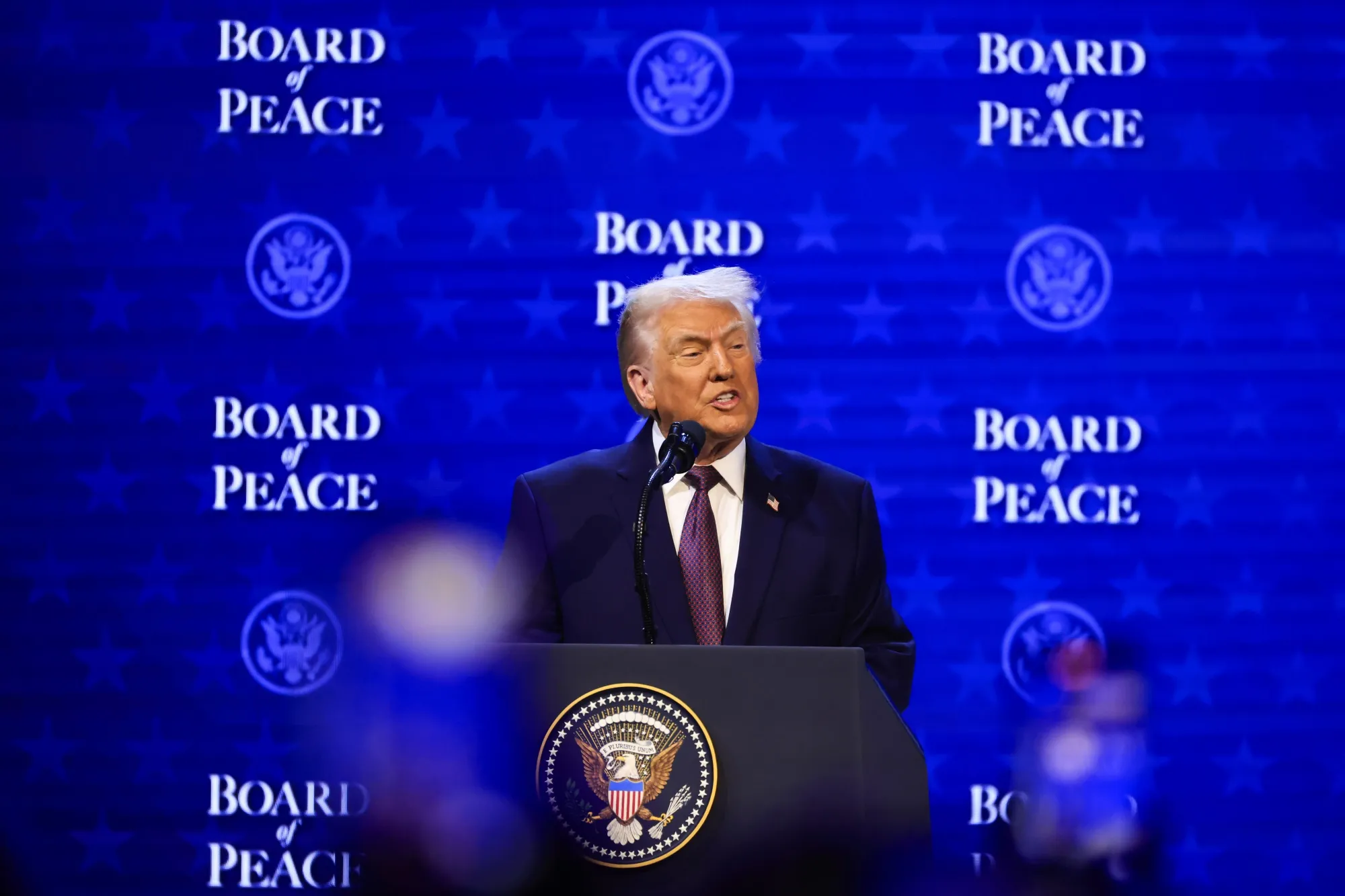 Donald Trump during the Board of Peace signing ceremony in Davos.
