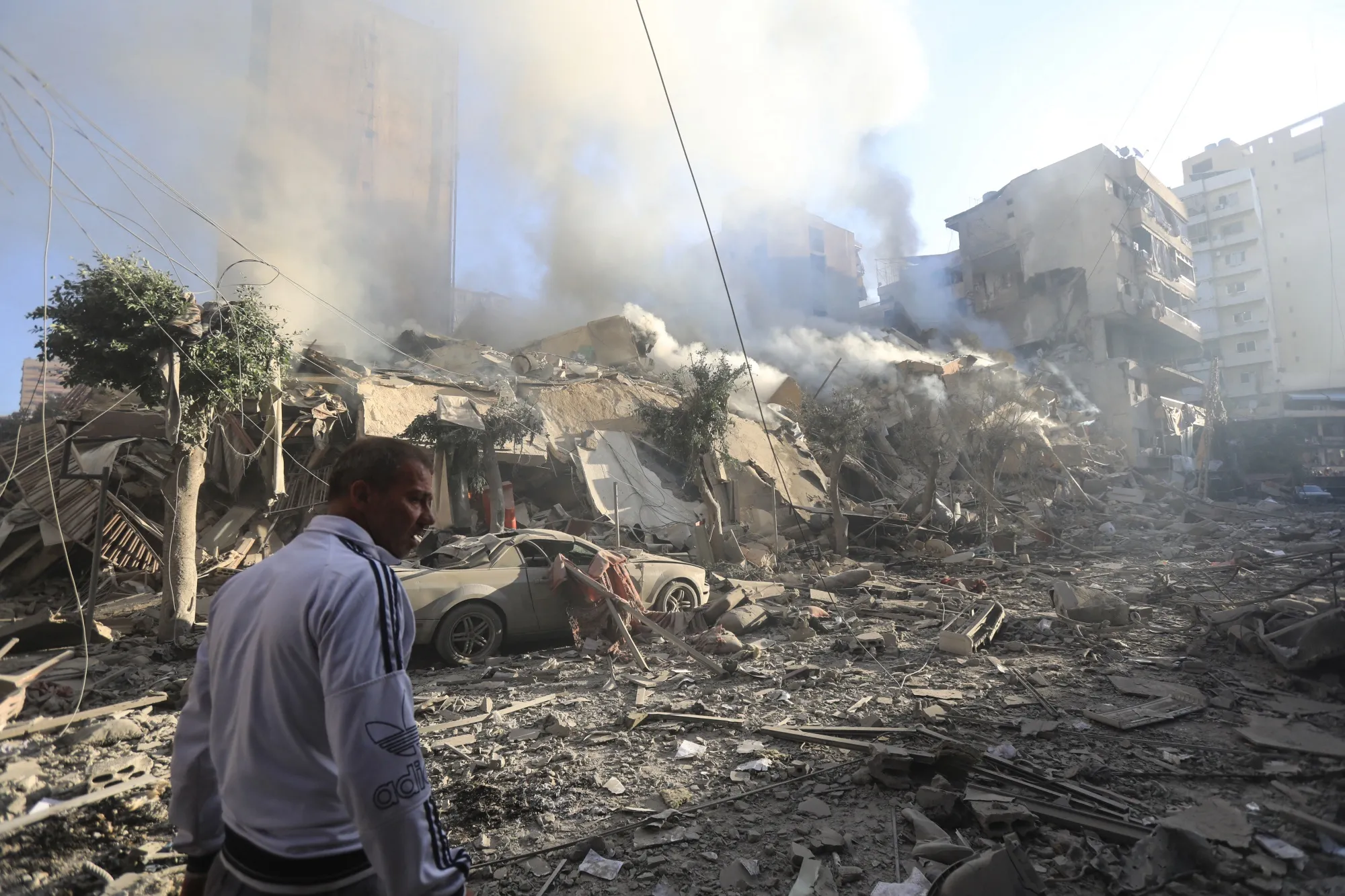A destroyed building following an Israeli airstrike on Beirut on Oct. 3.