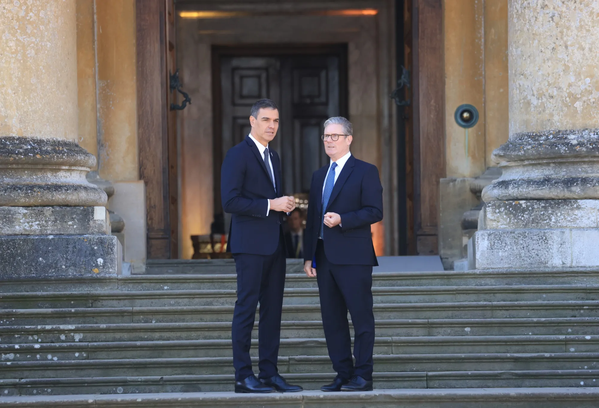 Keir Starmer, right, greets Pedro Sanchez at Blenheim Palace in Oxford last year.