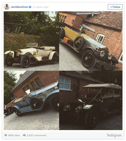 David Beckham likes to post vintage cars from his collection (and others) on his Instagram account.