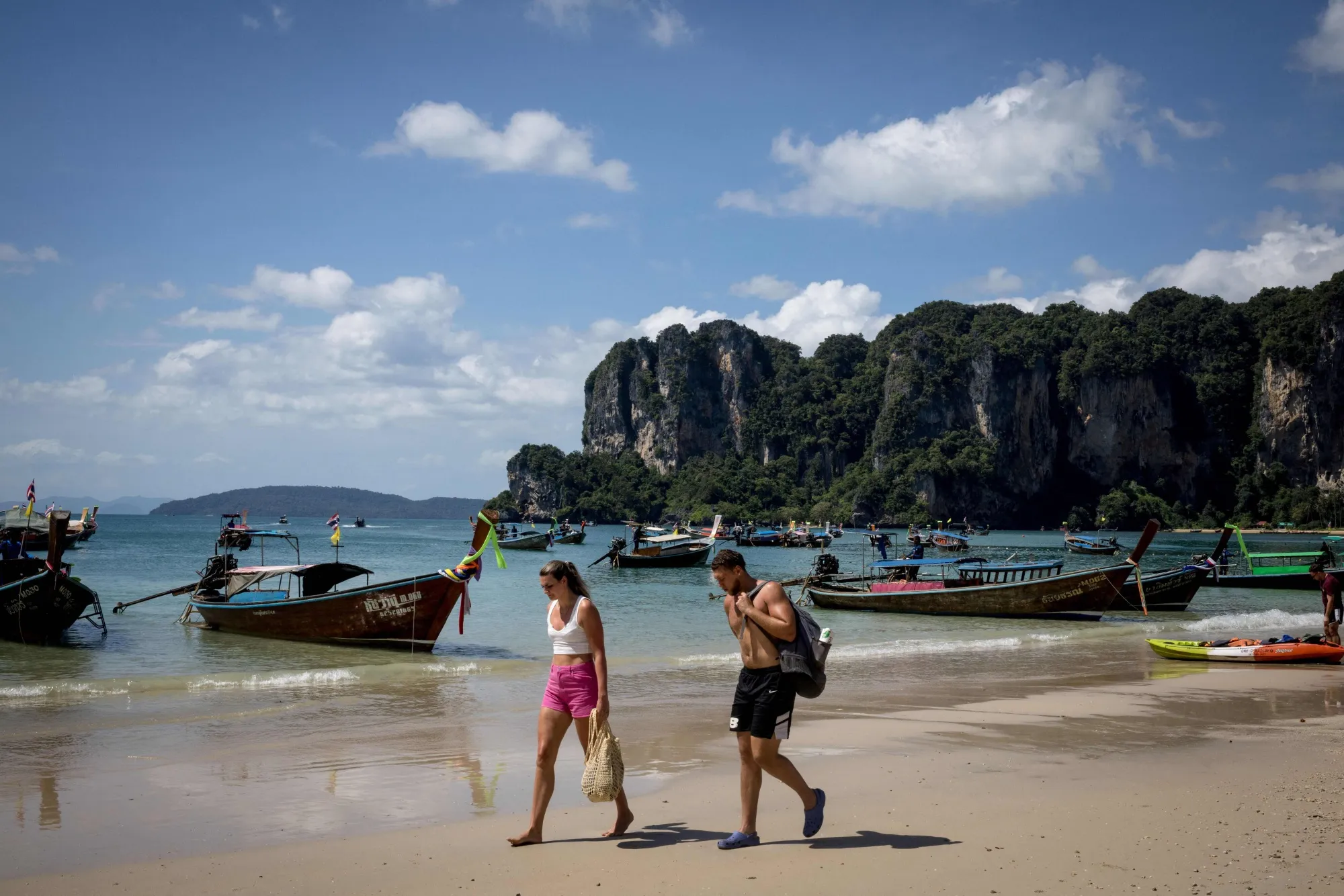 Tourists in Railay, Krabi, Thailand.