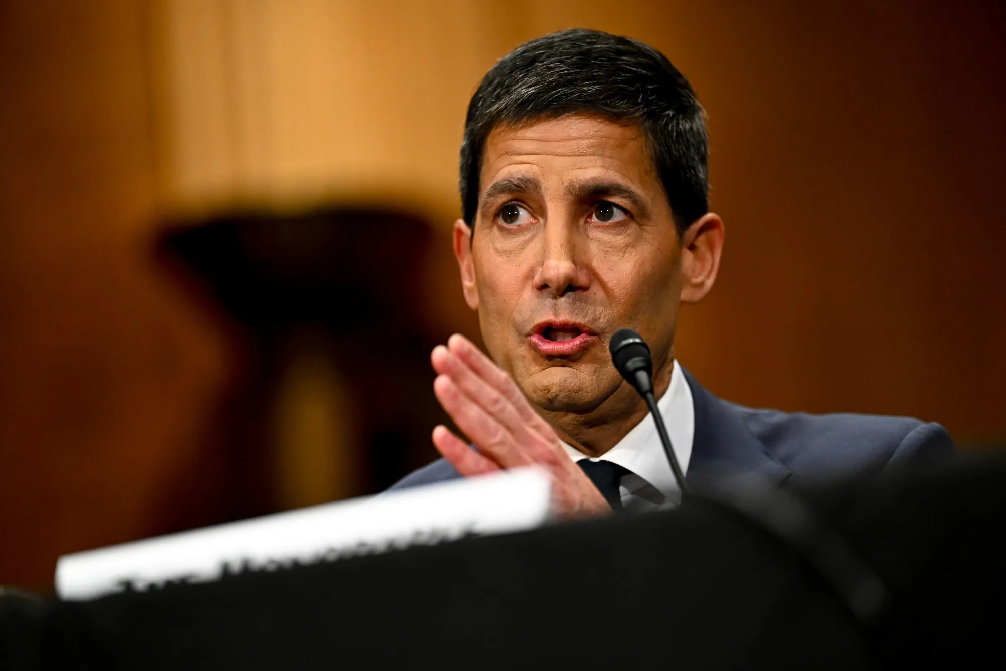 Kevin Warsh during a Senate Banking confirmation hearing in Washington on April 21.