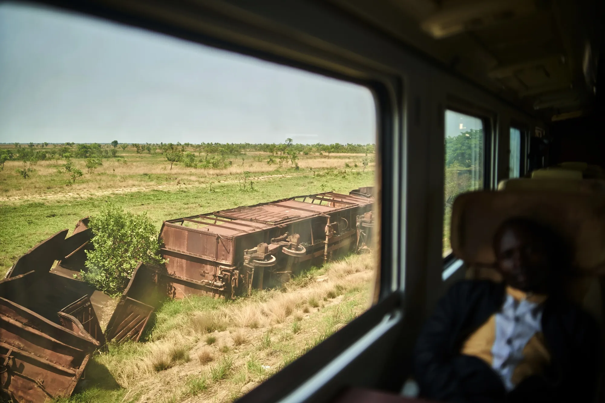 Wagons derailed during Angola’s civil war on the route of the planned Lobito Corridor.