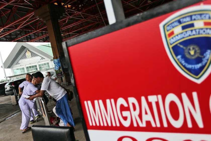 The border into Malaysia at the border checkpoint of Sadao, Songkhla province, Thailand.