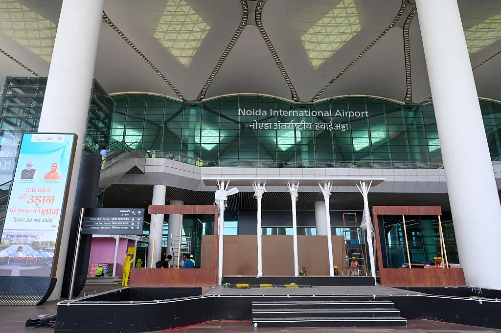 Noida International Airport at Jewar ahead of its inauguration, on March 23.