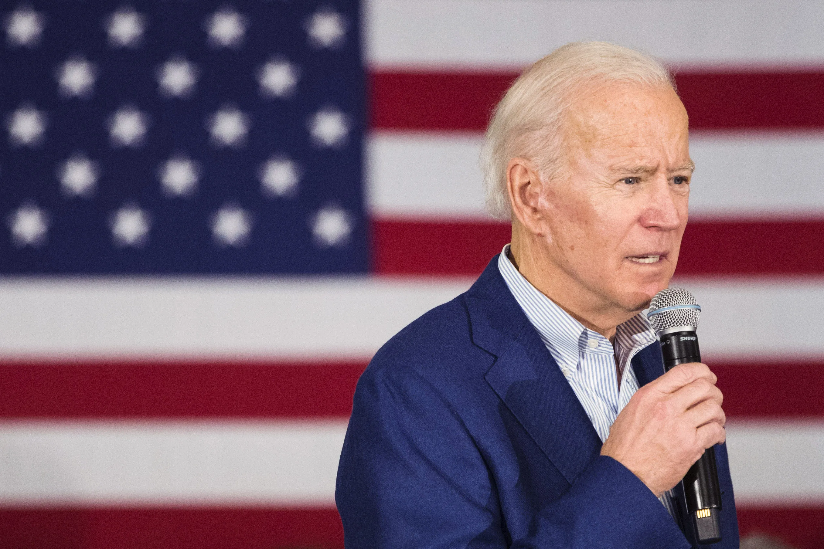 Joe Biden speaks during a Get Out The Vote event in Gilford, New Hampshire, on Feb. 10, 2020.&nbsp;