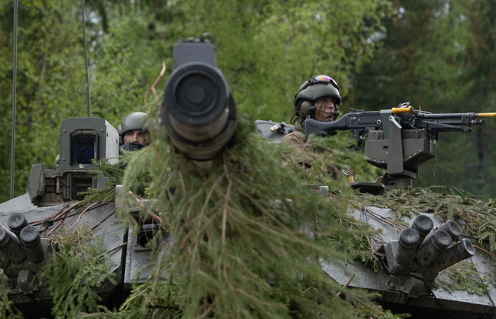 Soldiers take part in a large-scale exercise led by Estonia, with the participation of NATO troops and the Estonian Defence Forces (EDF)&nbsp;in Tapa, Estonia in May 2021.&nbsp;