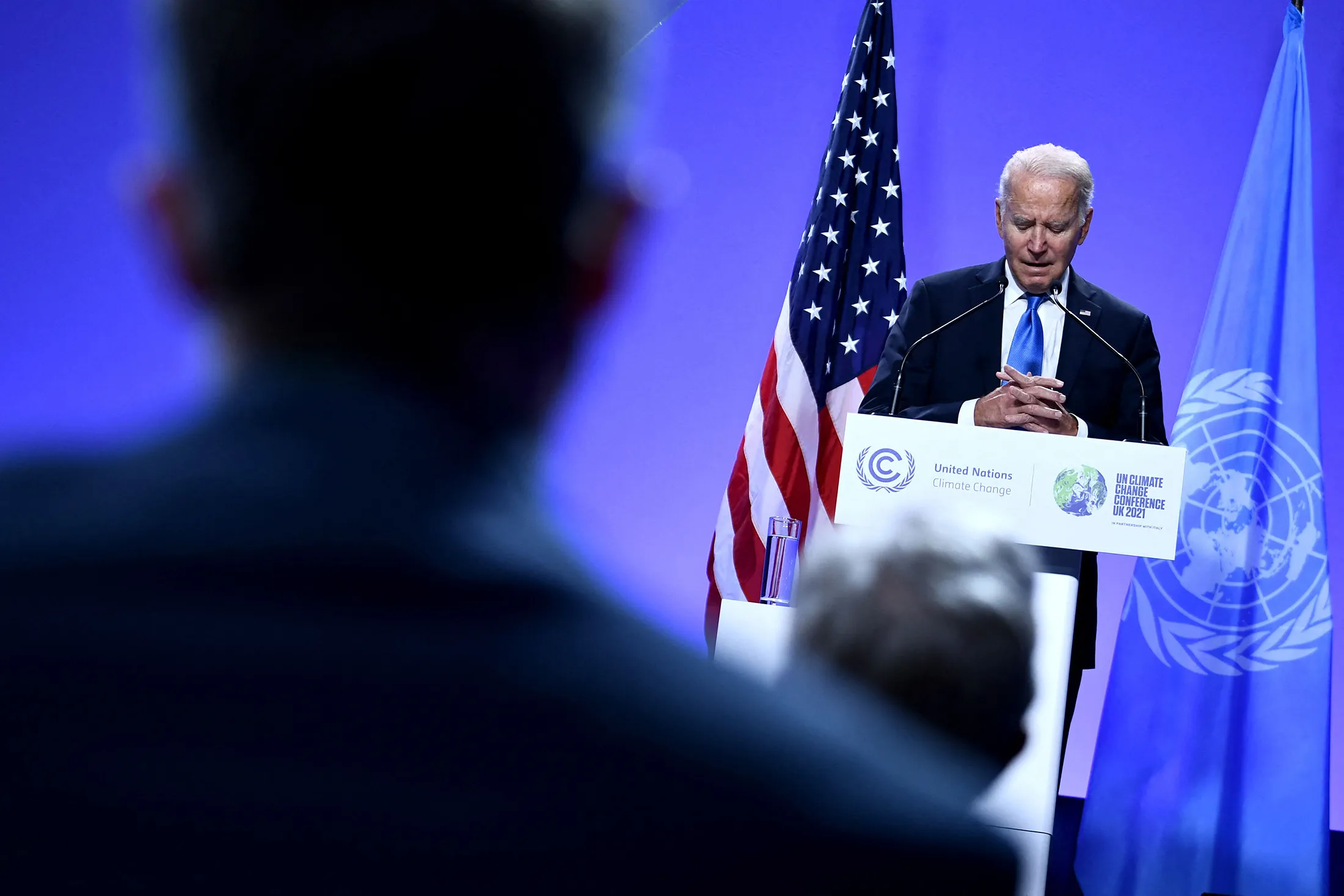 President Biden addresses a press conference at the COP26 UN Climate Change Conference in Glasgow on Nov.&nbsp;2.