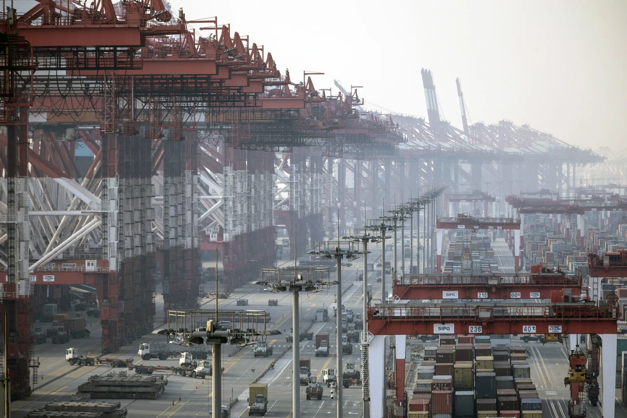 Views of the Yangshan Container Port Ahead of Trade Figures