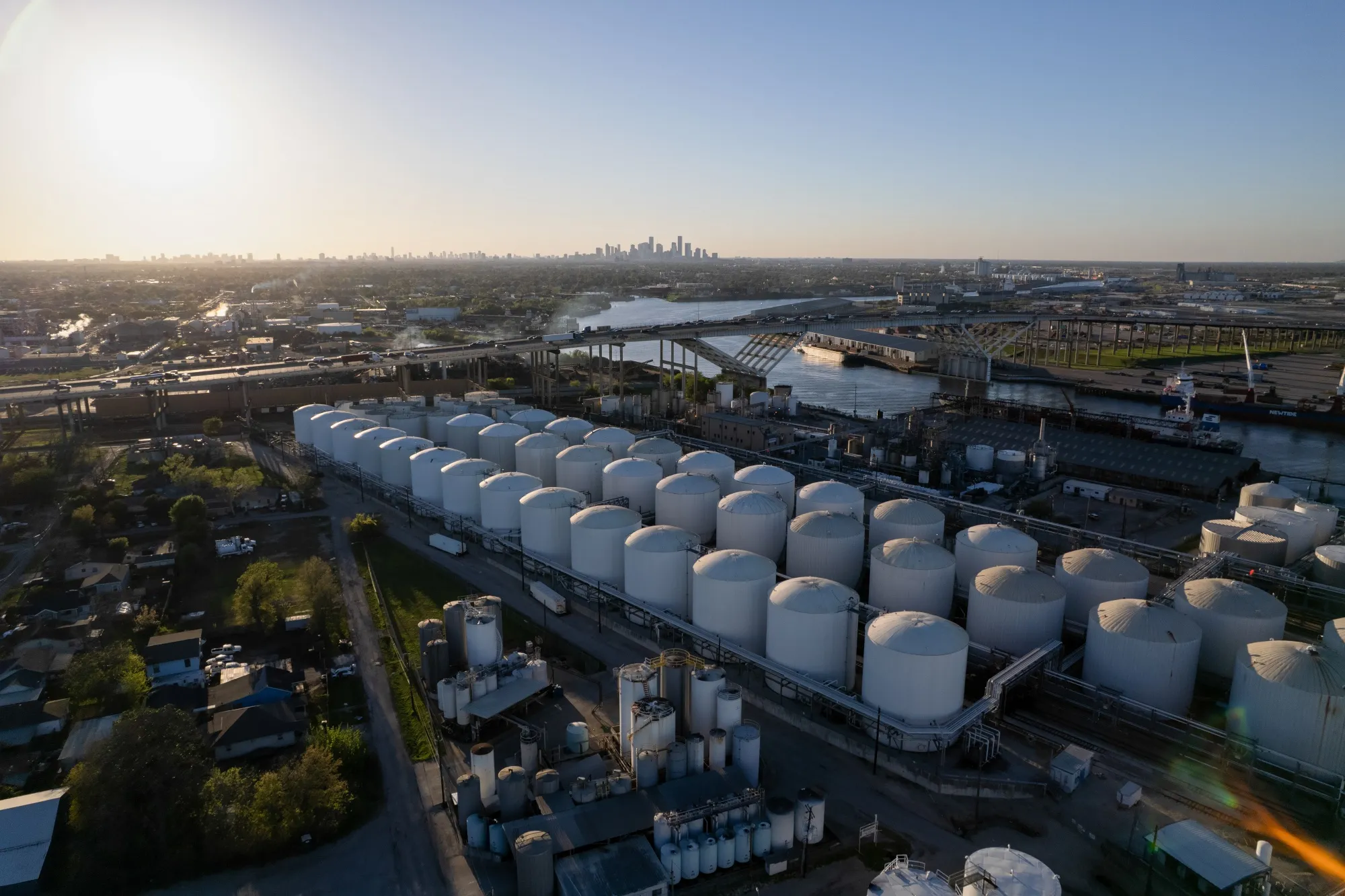 Storage tanks at a refinery in Houston, Texas.