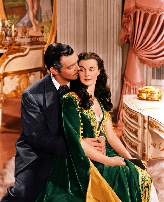 Film still from Gone With the Wind (1939) with Clark Gable and Vivien Leigh.
