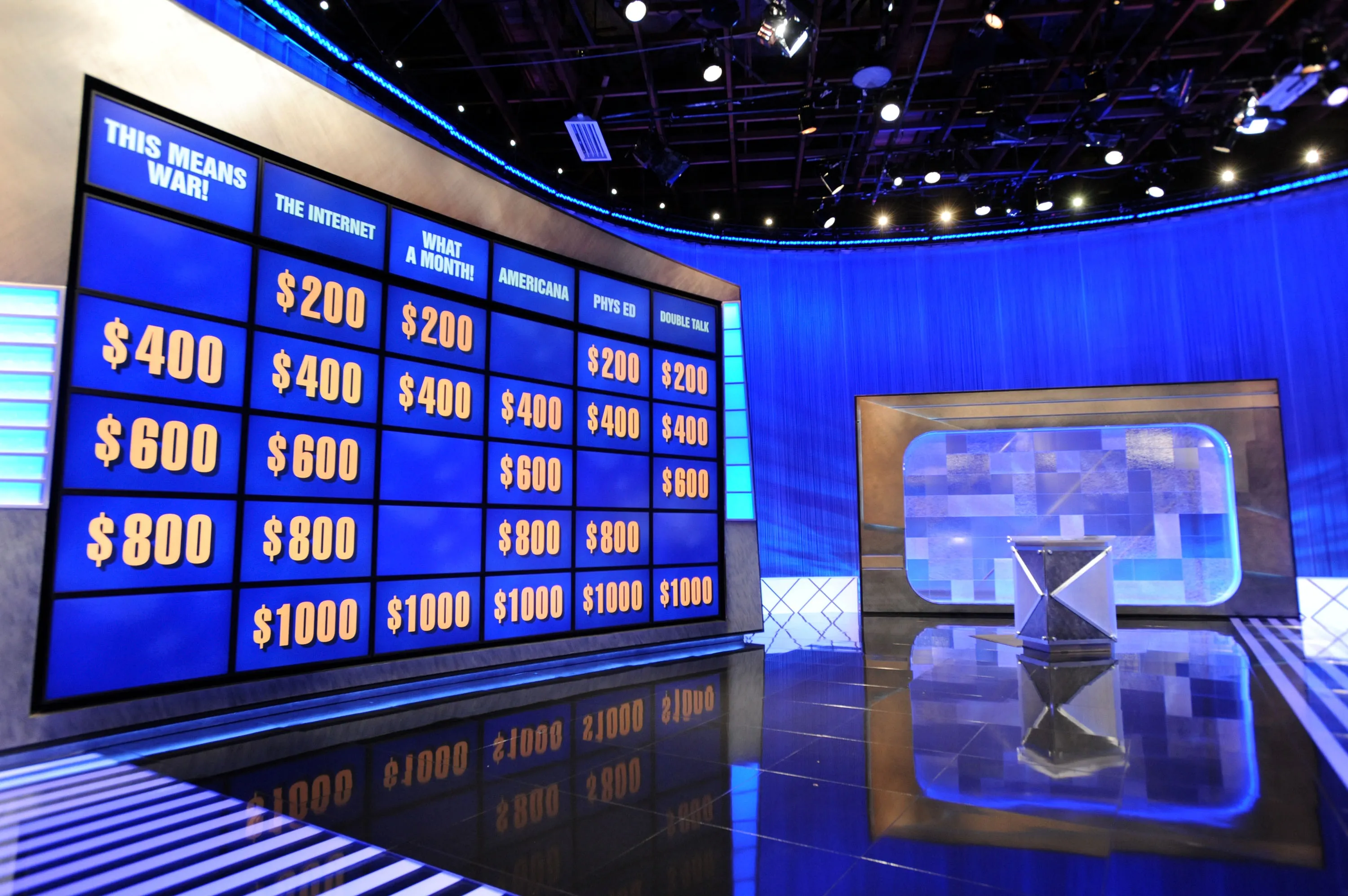 The set of the "Jeopardy!" tv show in Culver City, California.