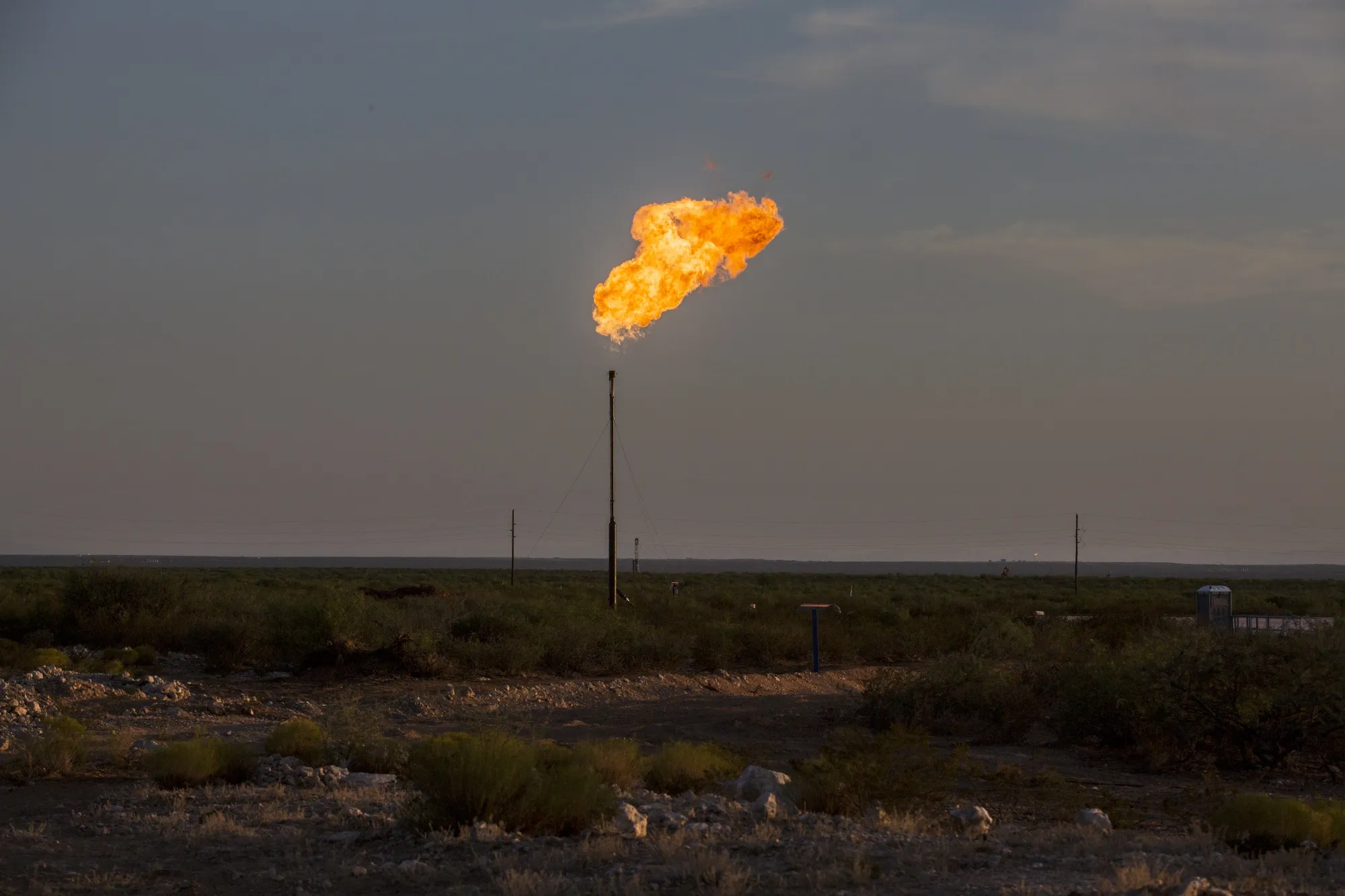 A gas flare near Mentone, Texas.
