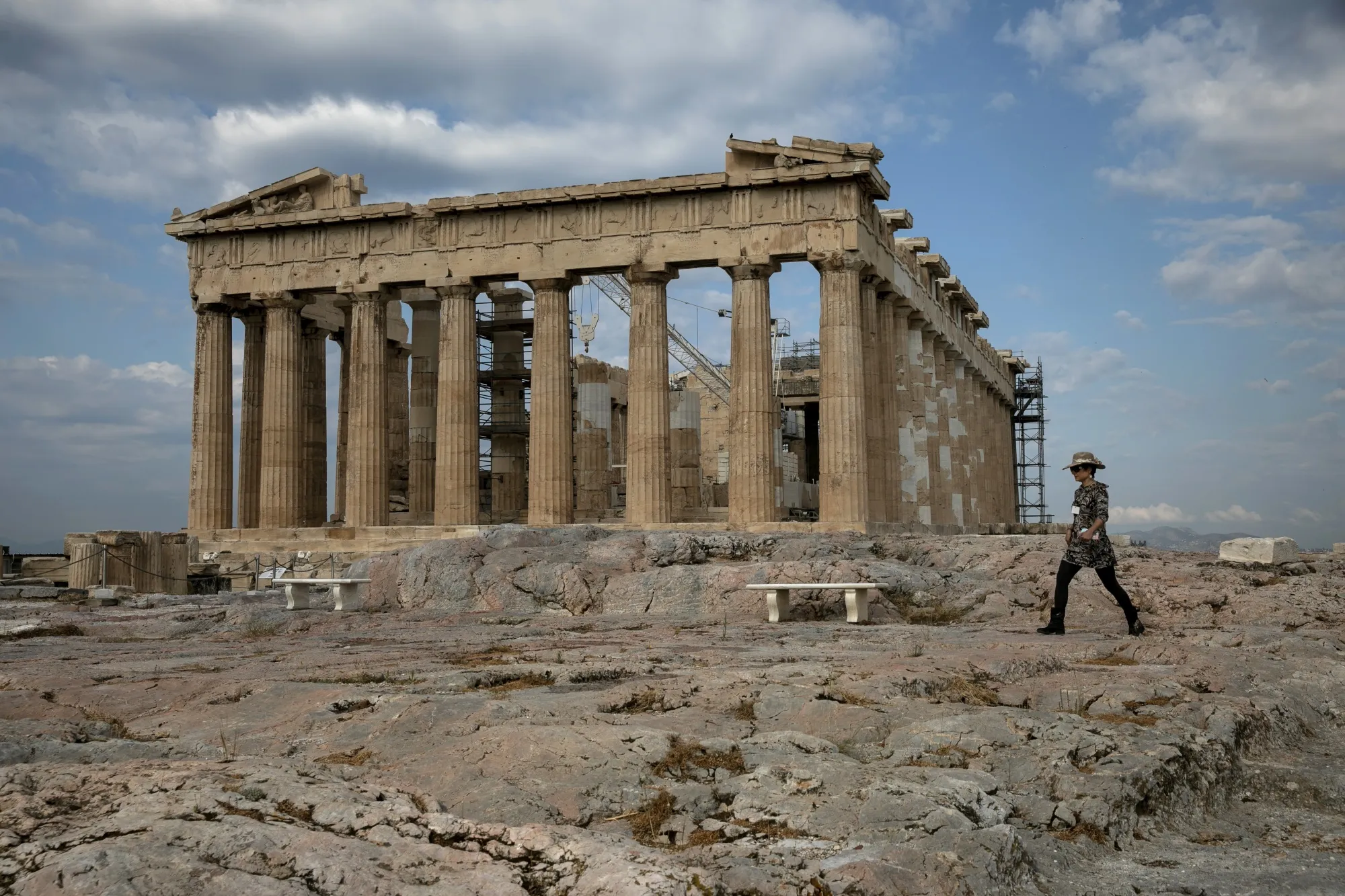 The Parthenon temple stands at the archaeological site of the Acropolis, in Athens.