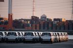 Toyota Motor Corp. Rush vehicles bound for shipment sit at the Nagoya Port in Tokai in Japan.