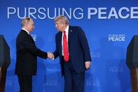 U.S. President Trump And Russian  President Putin Meet On War In Ukraine At U.S. Air Base In Alaska