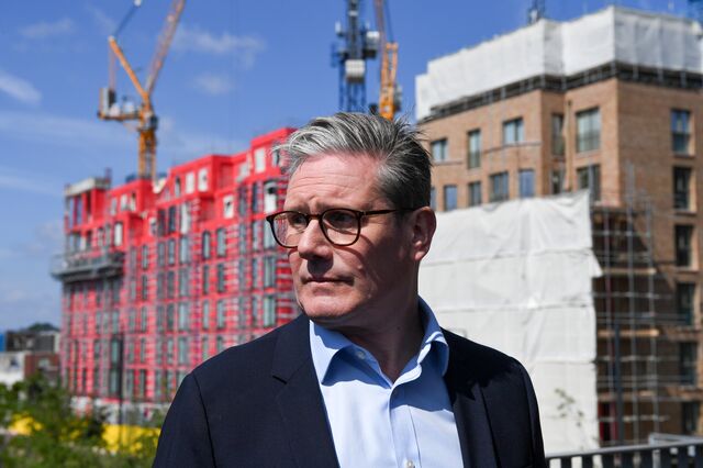 Starmer visits a residential construction site during a general election campaign event in London, on June 7.