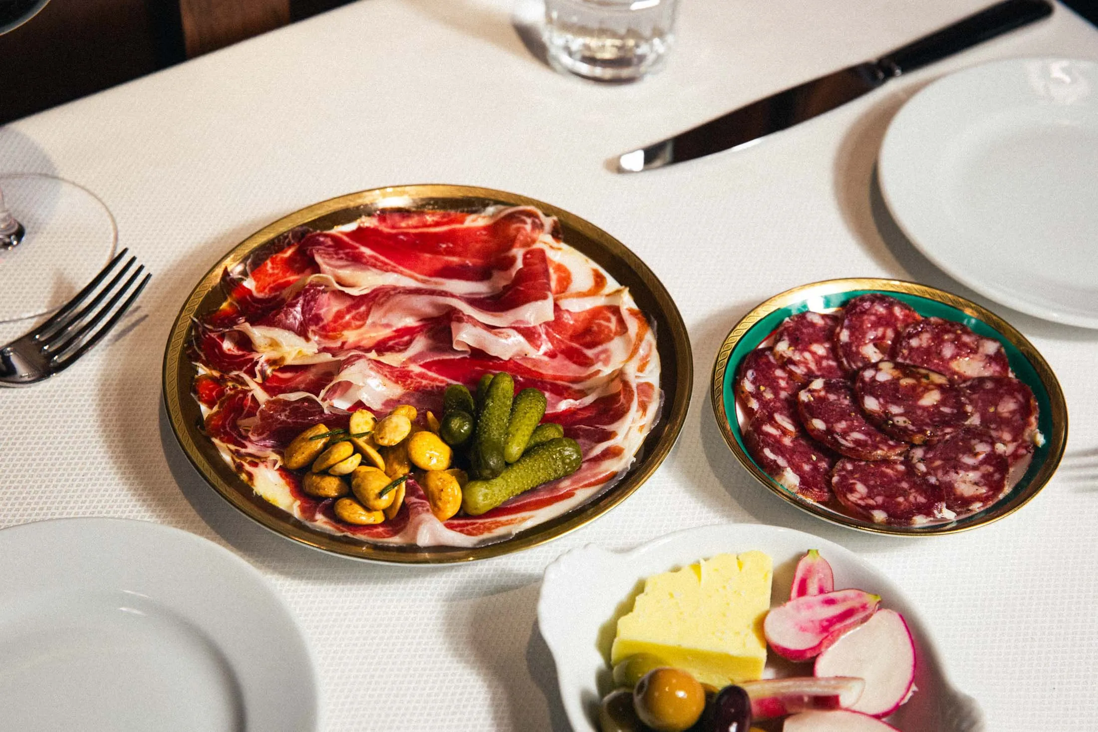 A selection of saucisson and jamon&nbsp;to start a night at Chez Fifi.