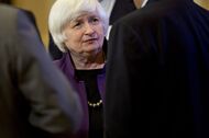 Janet Yellen, chair of the U.S. Federal Reserve, speaks to an attendee before delivering an address on economic outlook and monetary policy at a World Affairs Council of Philadelphia luncheon event in Philadelphia, Pennsylvania, U.S., on Monday, June 6, 2016. In the weeks leading up to the employment report last Friday, several Fed officials had signaled that they were in favor of a rate increase in coming months and markets were increasingly pricing in a hike in June or July but that reversed following the latest jobs data. Photographer: Andrew Harrer/Bloomberg