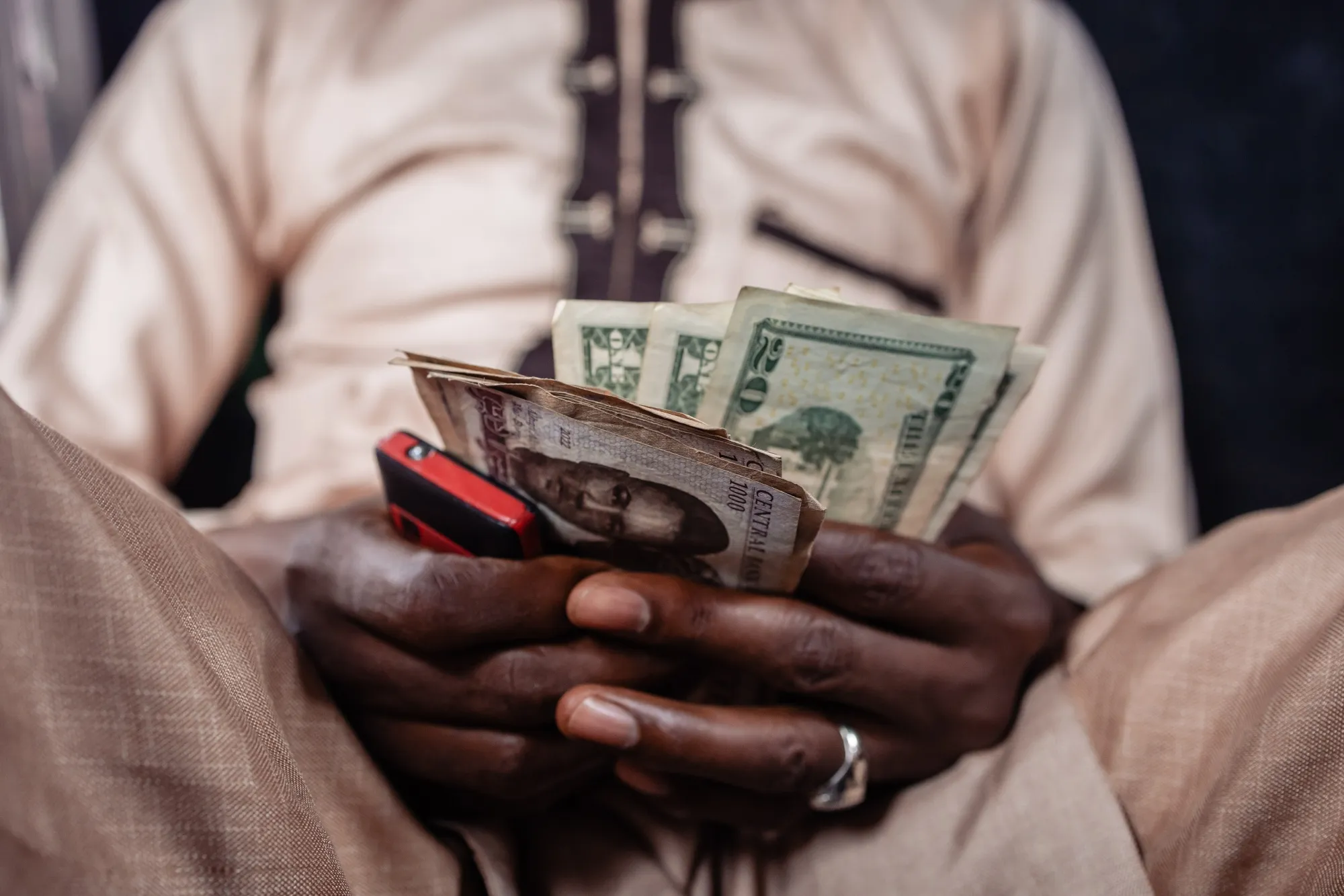 A street currency dealer in Lagos, Nigeria.