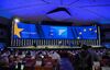Estimates of the turn out results of the European Parliament elections in Germany are projected on a giant screen inside the hemicycle of the European Parliament in Brussels on May 26, 2019. - Chancellor Angela Merkel's centre-right bloc was leading in European elections in Germany, exit polls showed on May 26, but the score was shaping out to be a historic low, while the Greens recorded a surge. (Photo by EMMANUEL DUNAND / AFP) (Photo credit should read EMMANUEL DUNAND/AFP/Getty Images)