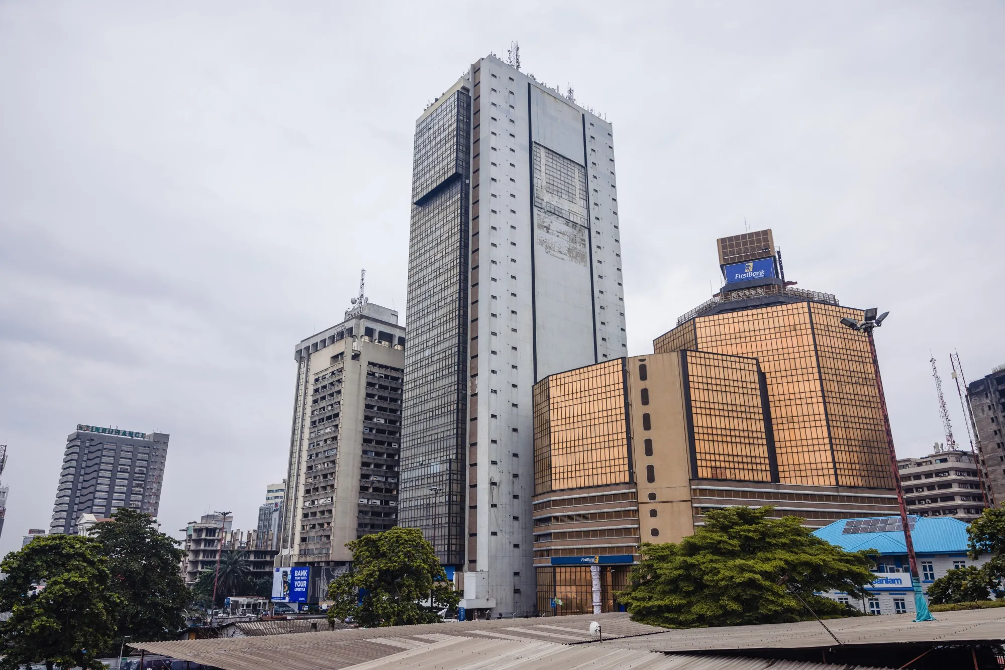 High rise commercial office towers in the Central Business District (CBD) of Lagos, Nigeria.