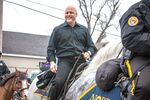 New Orleans Mayor Landrieu, riding in the &quot;Zulu Parade&quot; during this year's Mardi Gras