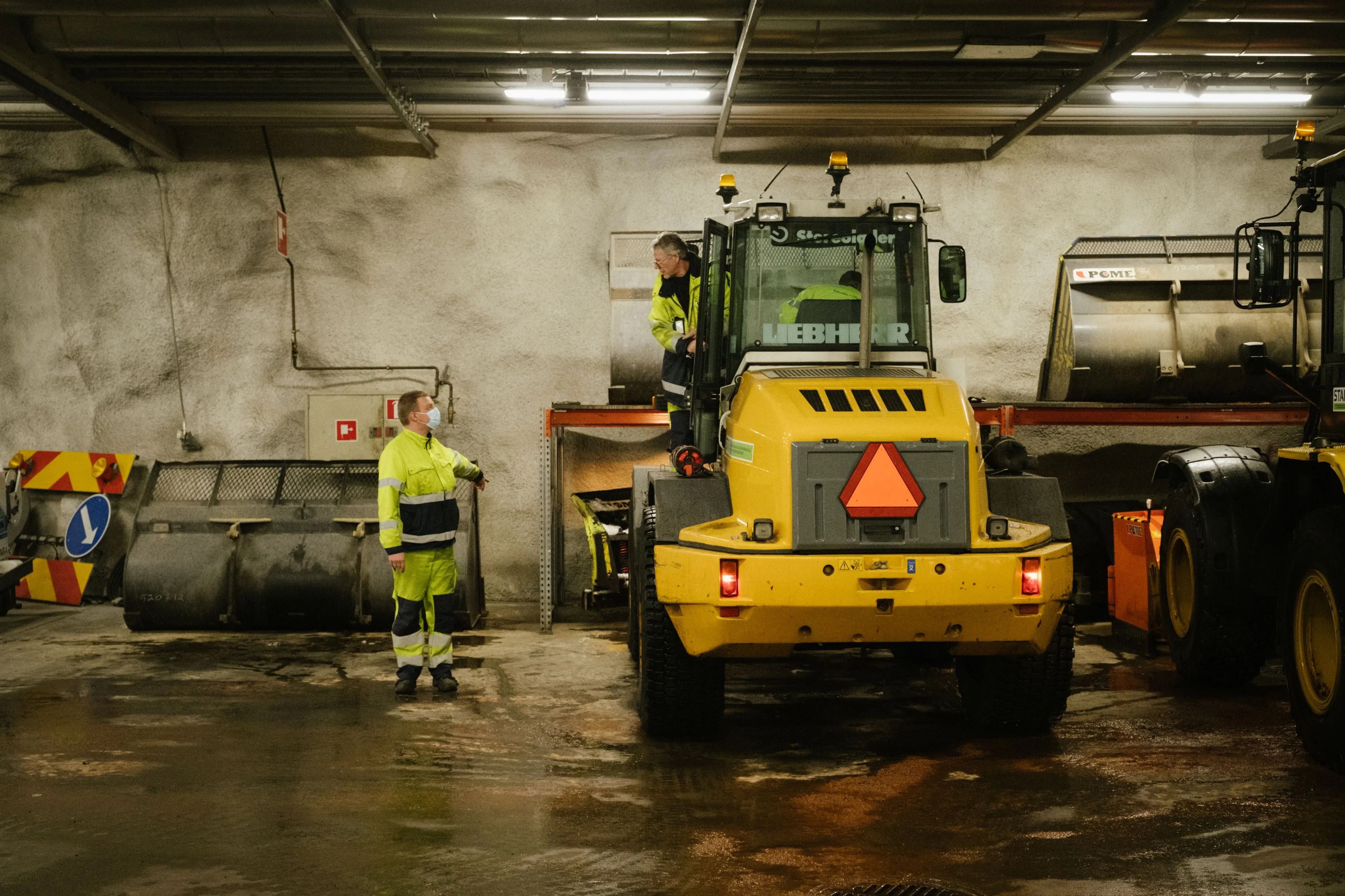 Employees chat before starting their working shift in Helsinki, Finland.&nbsp;