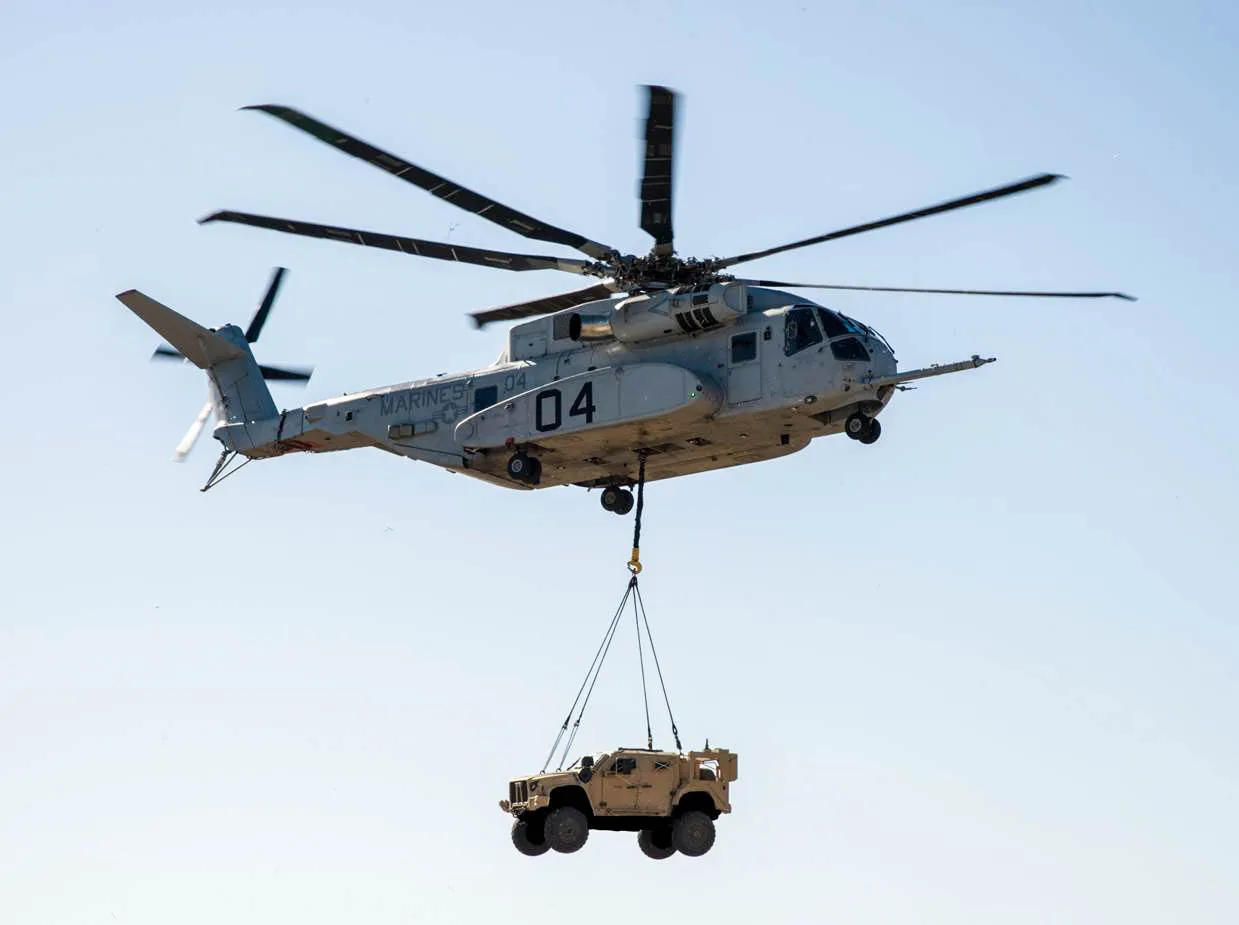 A Sikorsky CH-53K King Stallion helicopter.