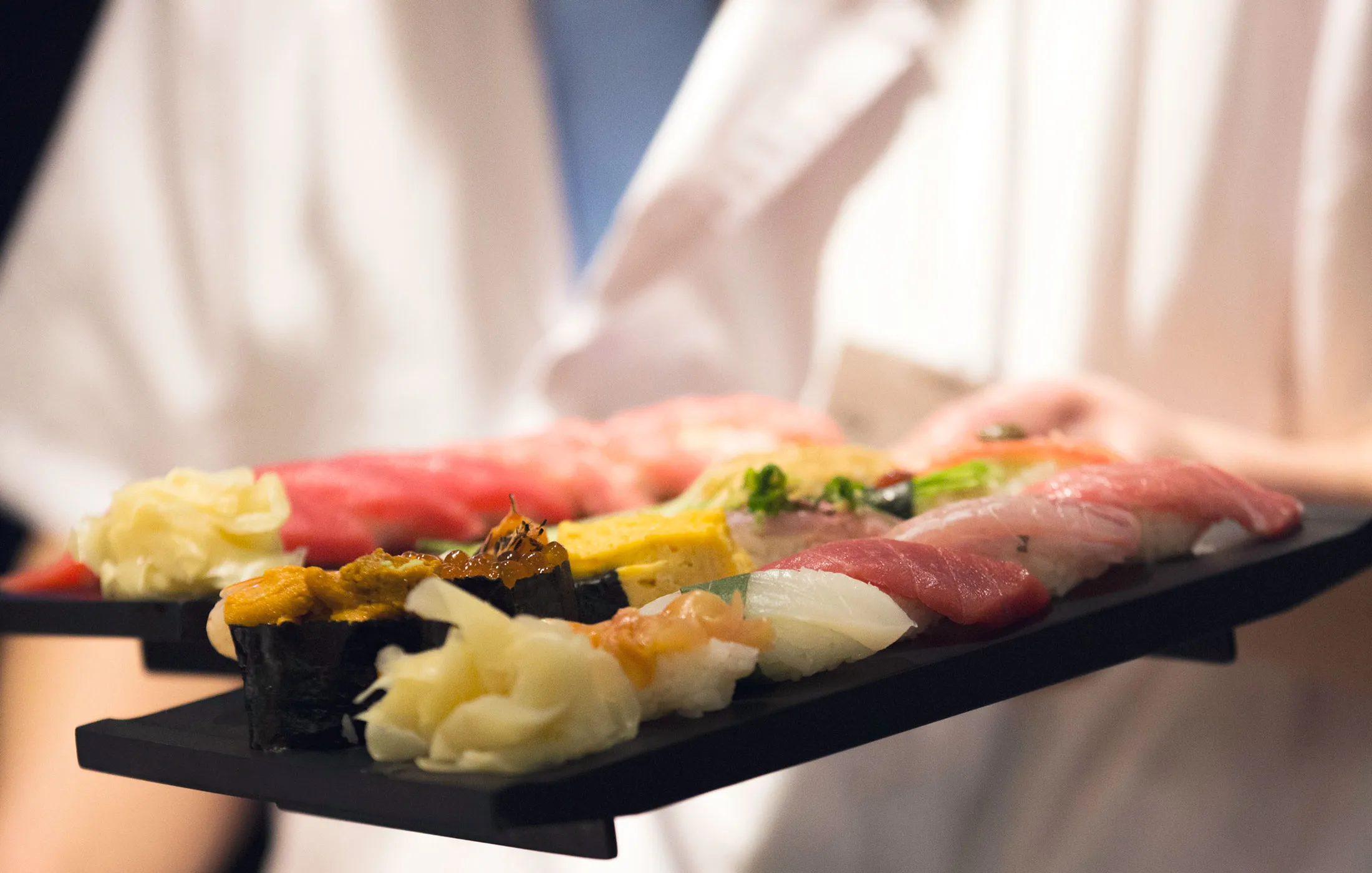 A plate of sushi.