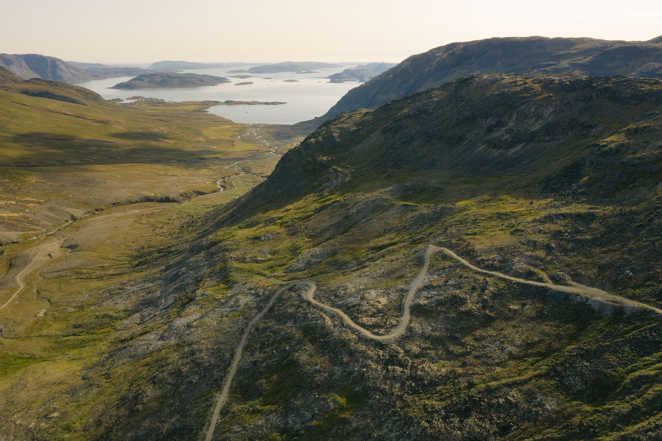 A road outside Narsaq leading to an old uranium mine.