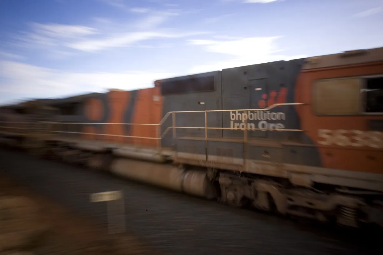 A BHP Billiton Ltd. train carrying iron ore in north western Australia.