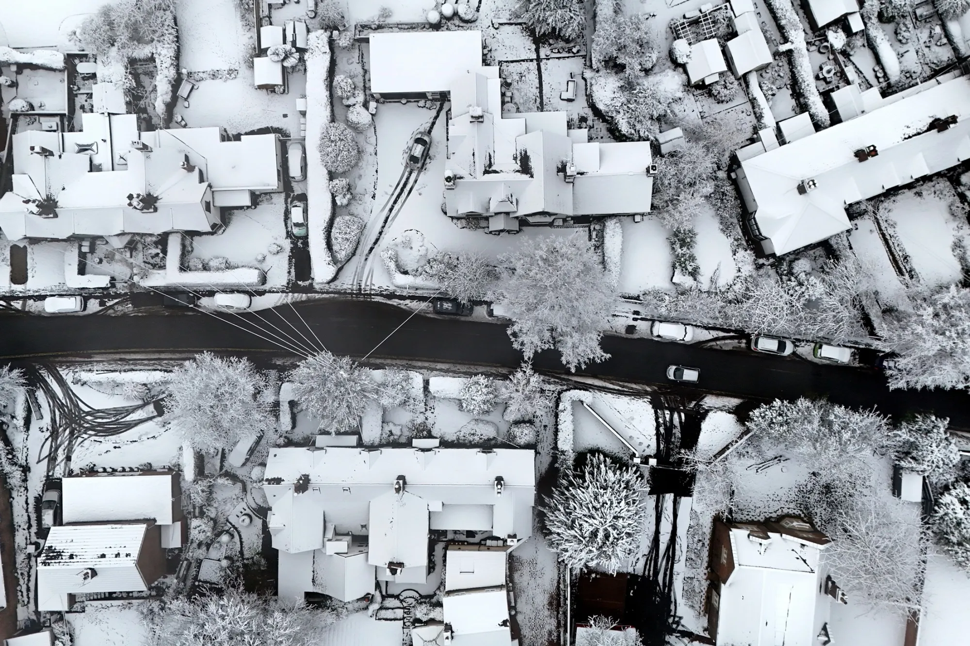 Snow covers rooftops in Keele, UK, on Nov. 19.