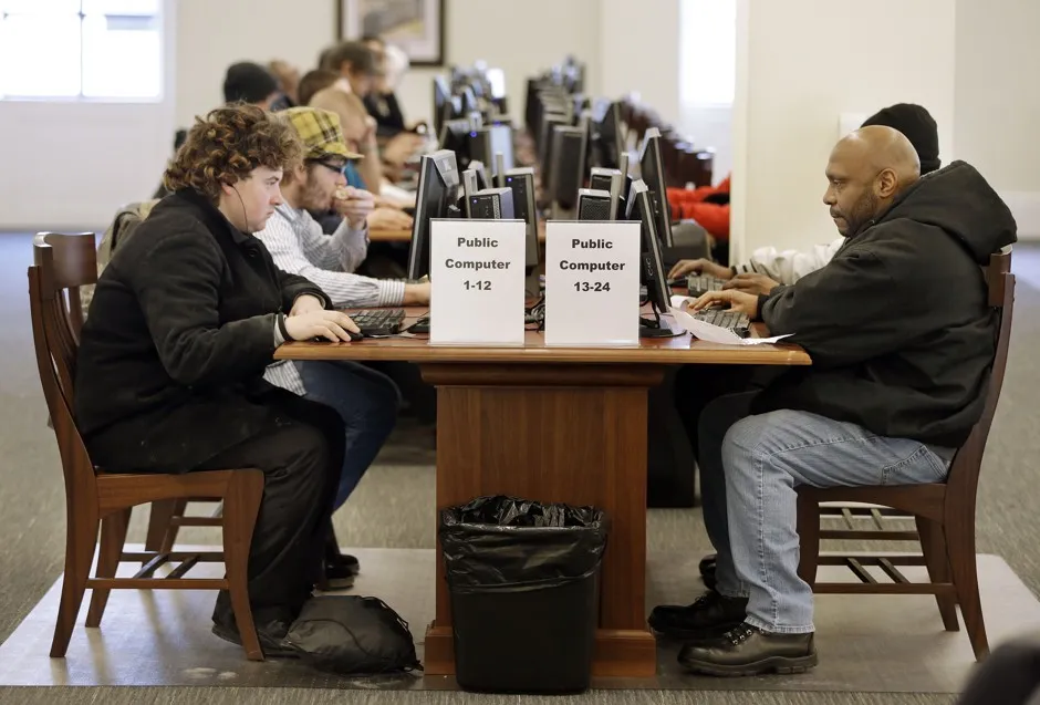 Patrons use computers at the Nashville Public Library in Nashville in 2015.