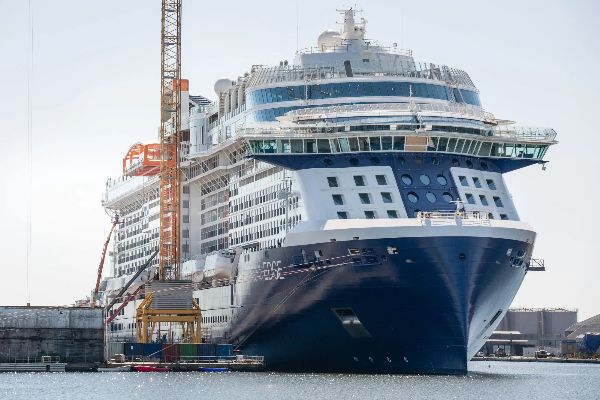 A cruise ship at the Chantiers de l'Atlantique shipyard in Saint Nazaire, France, on Sept. 12, 2018.&nbsp;