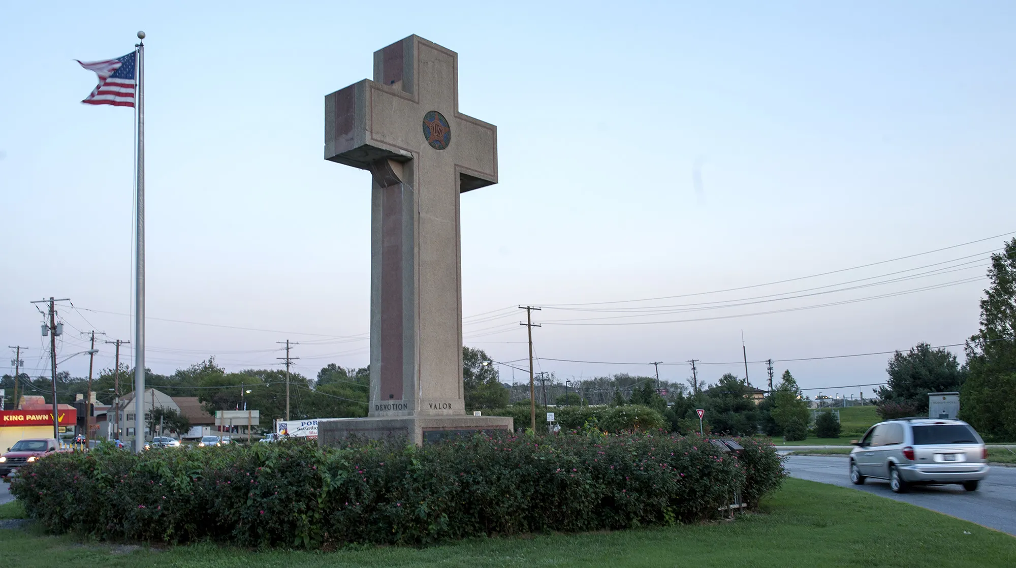 The memorial cross stands in Bladensburg, Maryland.