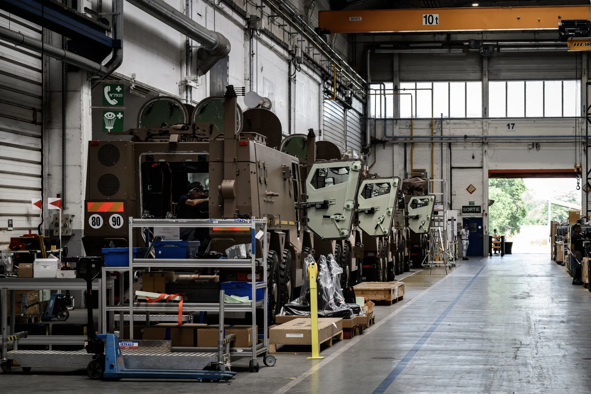 A worker on the&nbsp; production line at the KNDS factory in Roanne, France, on June 12.