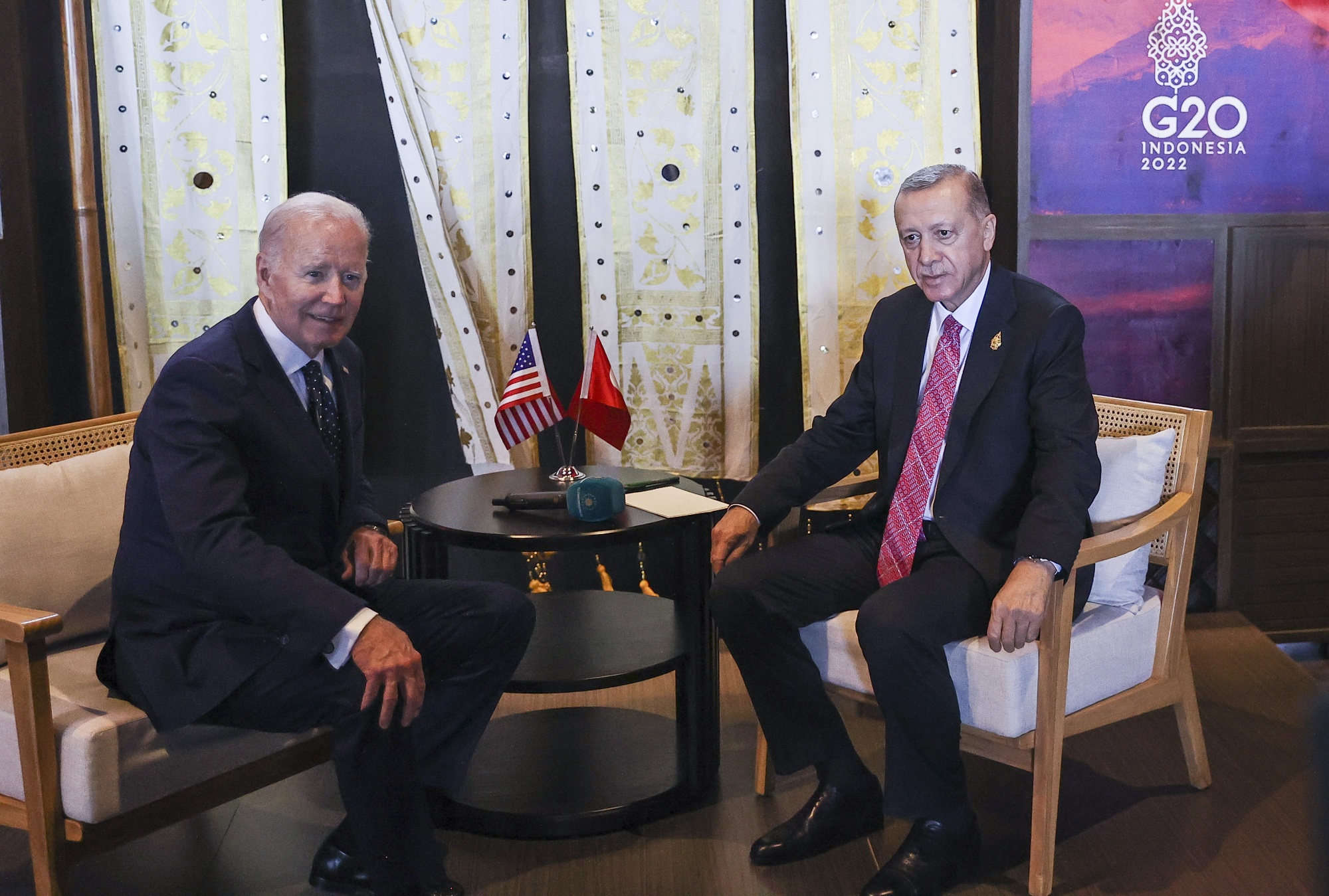 President Joe Biden and Recep Tayyip Erdogan meet during the G20 summit on Nov. 15.