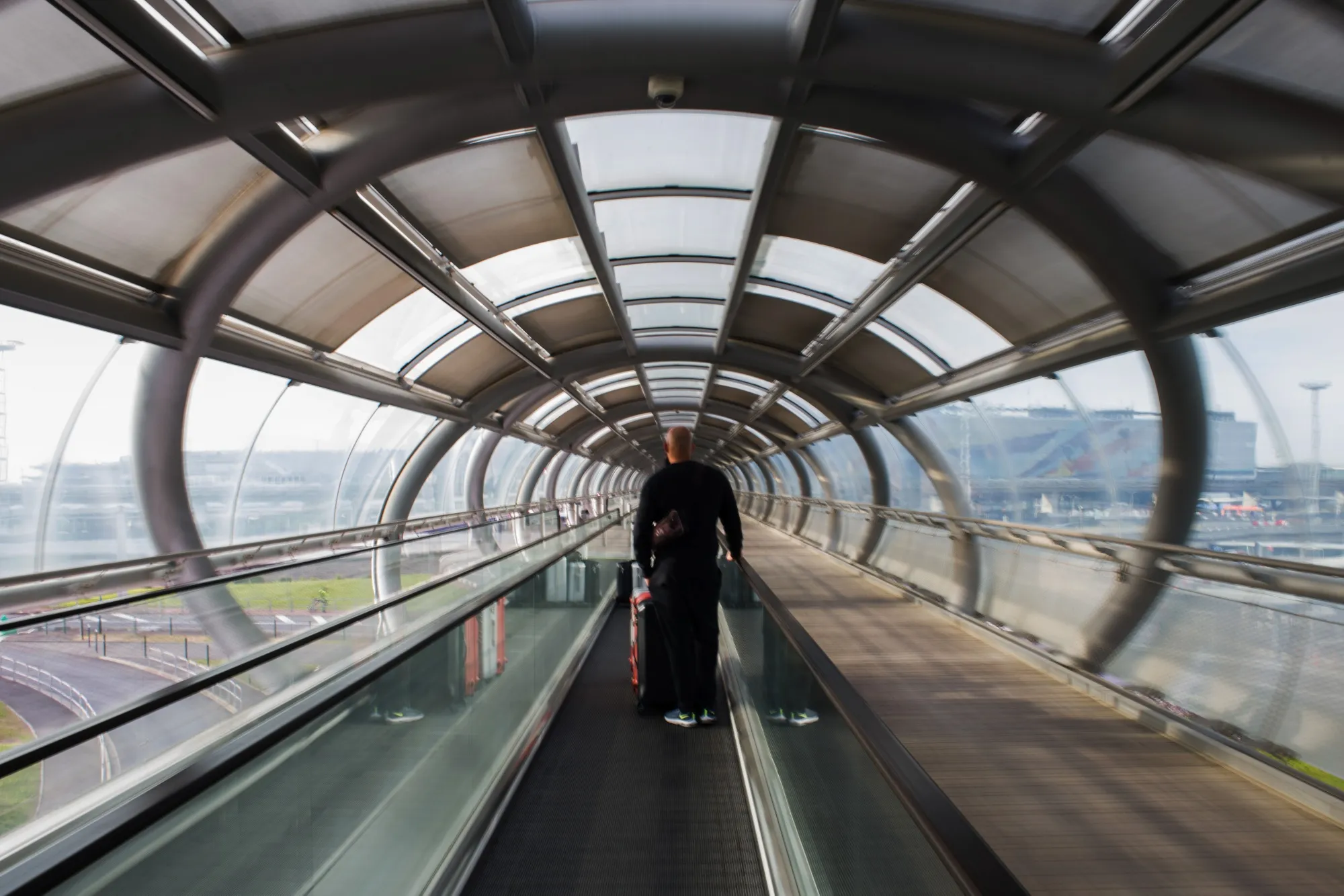 A traveler at Orly Airport in Paris.&nbsp;