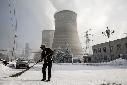 Cooling towers at the steel plant.