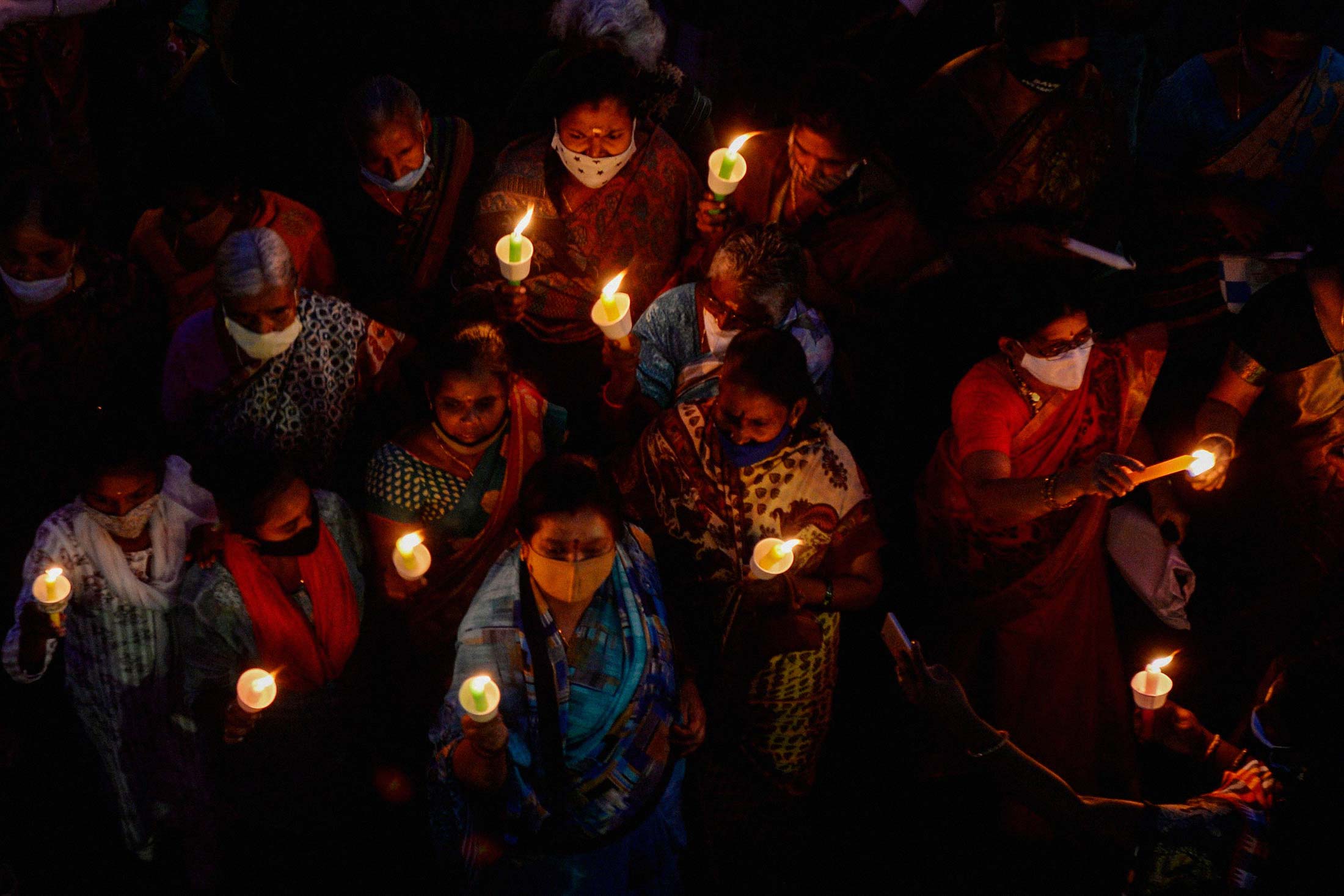 Protesters during a march on Oct. 5 to condemn the alleged gang rape and death of a 19-year-old woman in Uttar Pradesh.