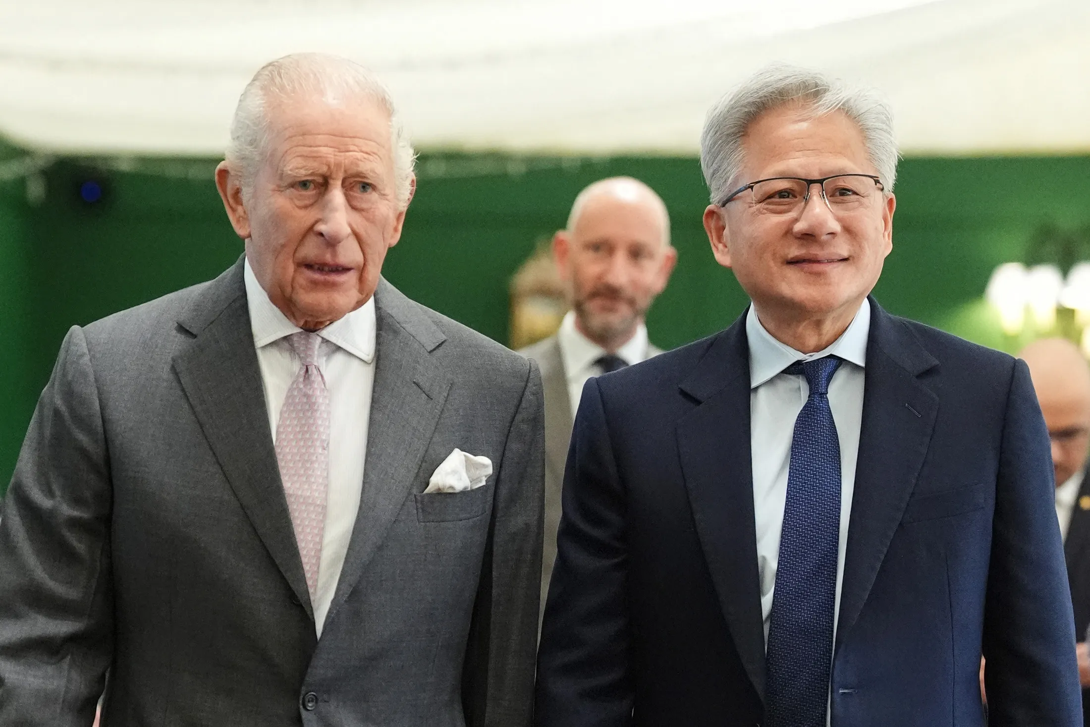 King Charles III and Jensen Huang on Sept. 17.
