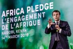 France's president Emmanuel Macron delivers a speech during the One Planet Summit in Nairobi, Kenya, in March 14 2019. EU finance ministers will discuss this week the establishment of a “European Climate and Sustainable Development Bank” to consolidate the bloc’s development funding activities in Africa.