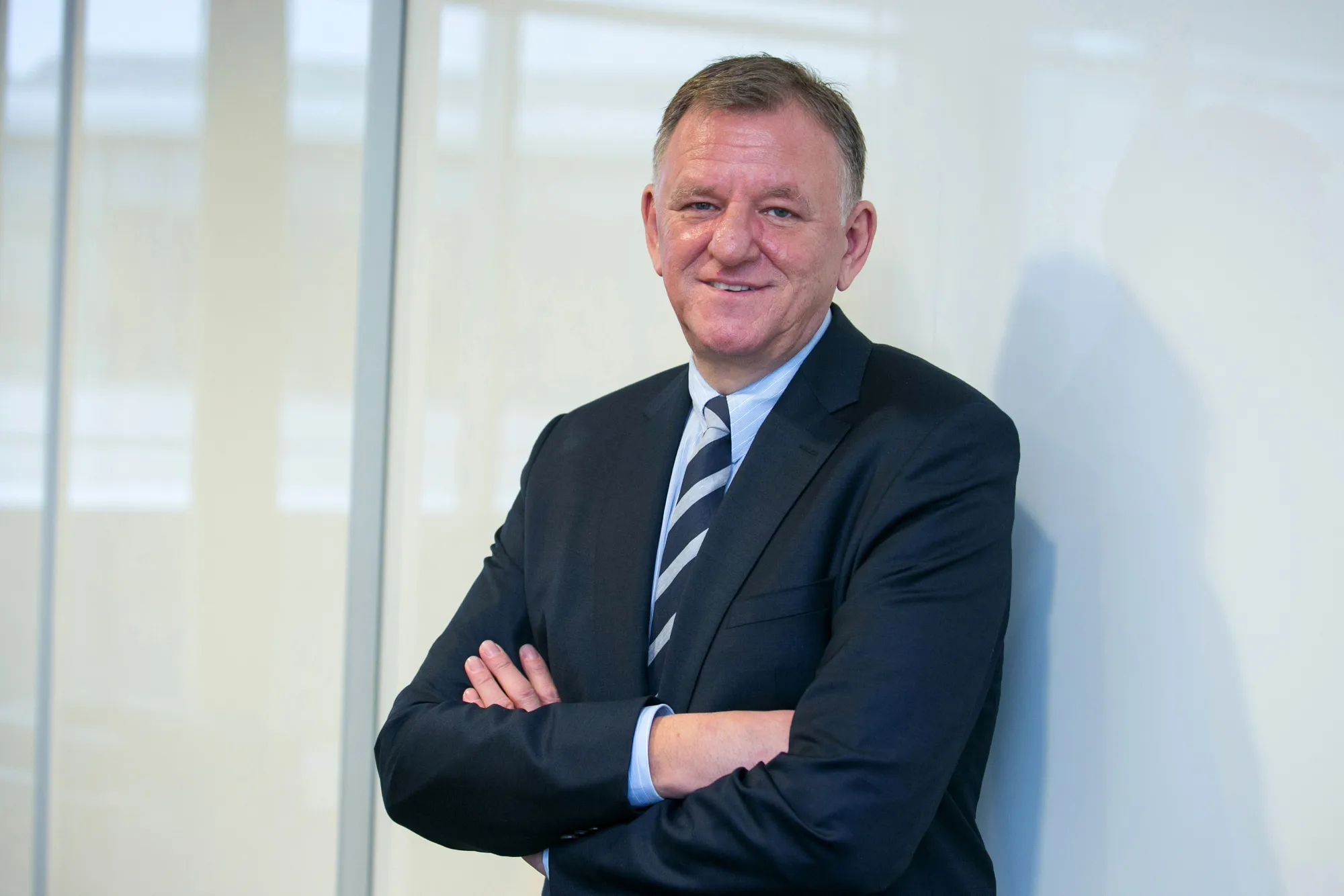 Andreas Renschler, chairman of MAN SE, poses for a photograph following an interview inside the headquarters of Volkswagen AG's commercial-vehicle unit in Munich, Germany, on Wednesday, Feb. 3, 2016.
