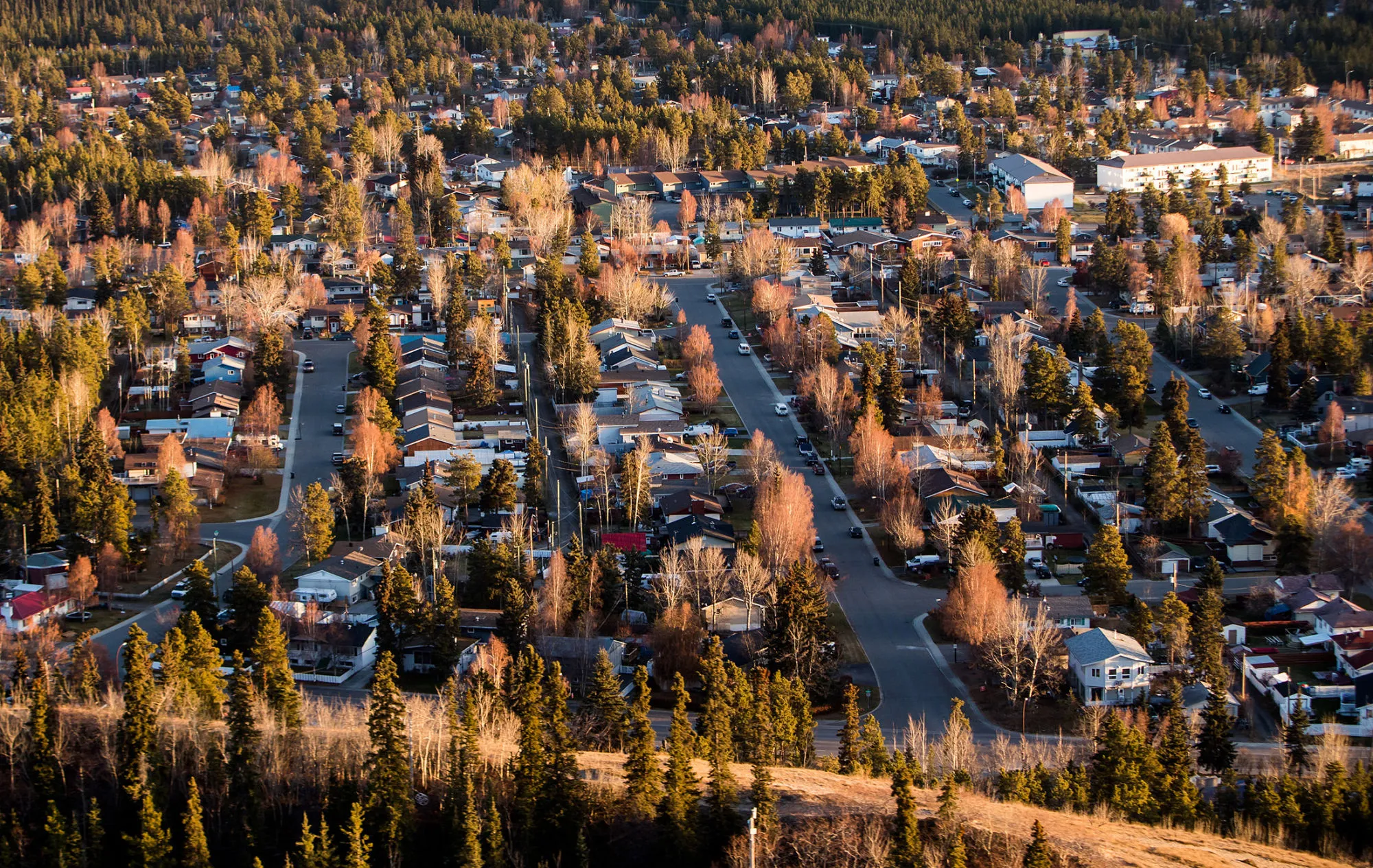 Residential housing stands in the downtown area of Whitehorse, Yukon.
