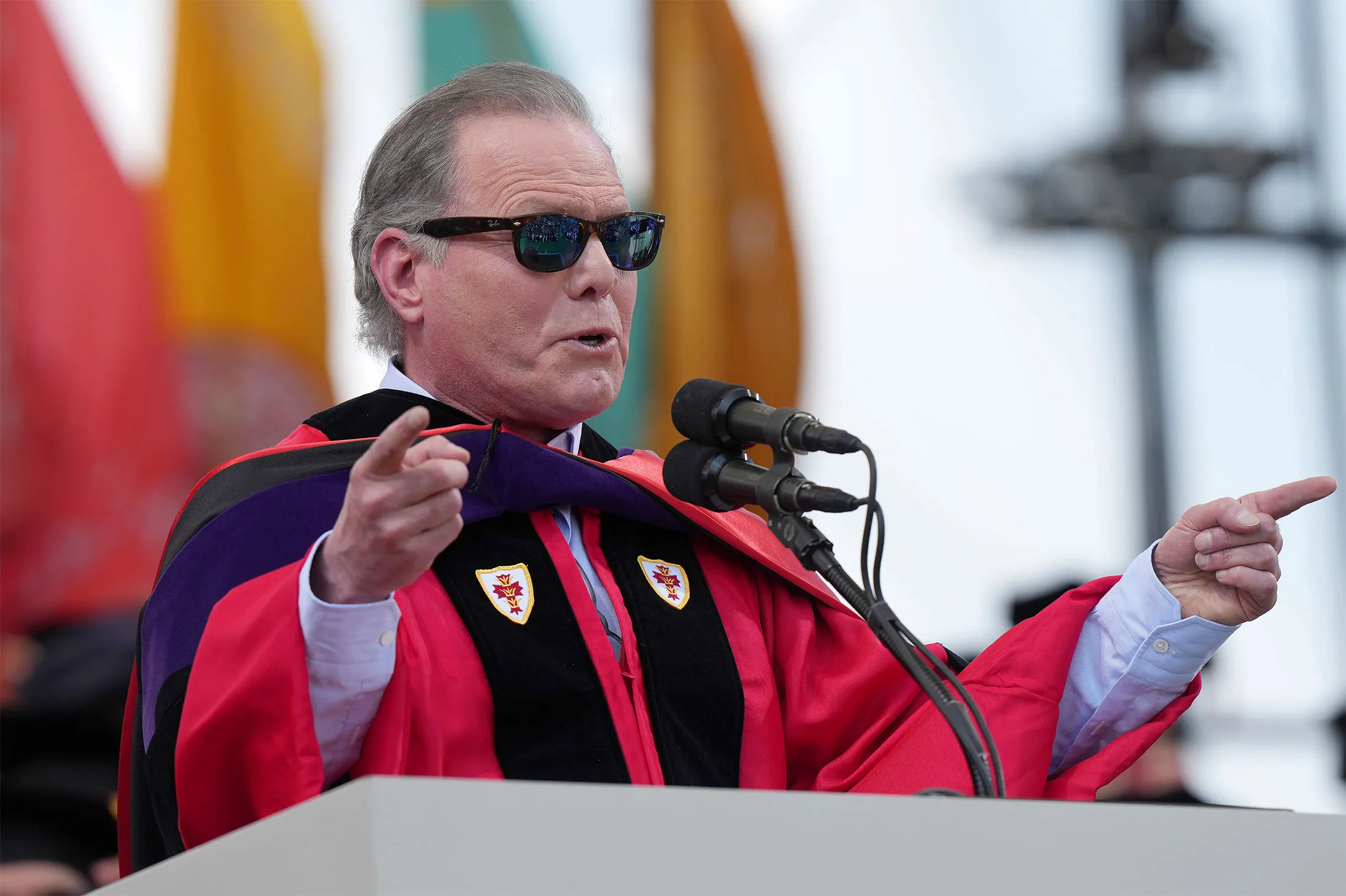 David Zaslav, CEO of Warner Bros. Discovery, delivers a commencement address at Boston University on Sunday.