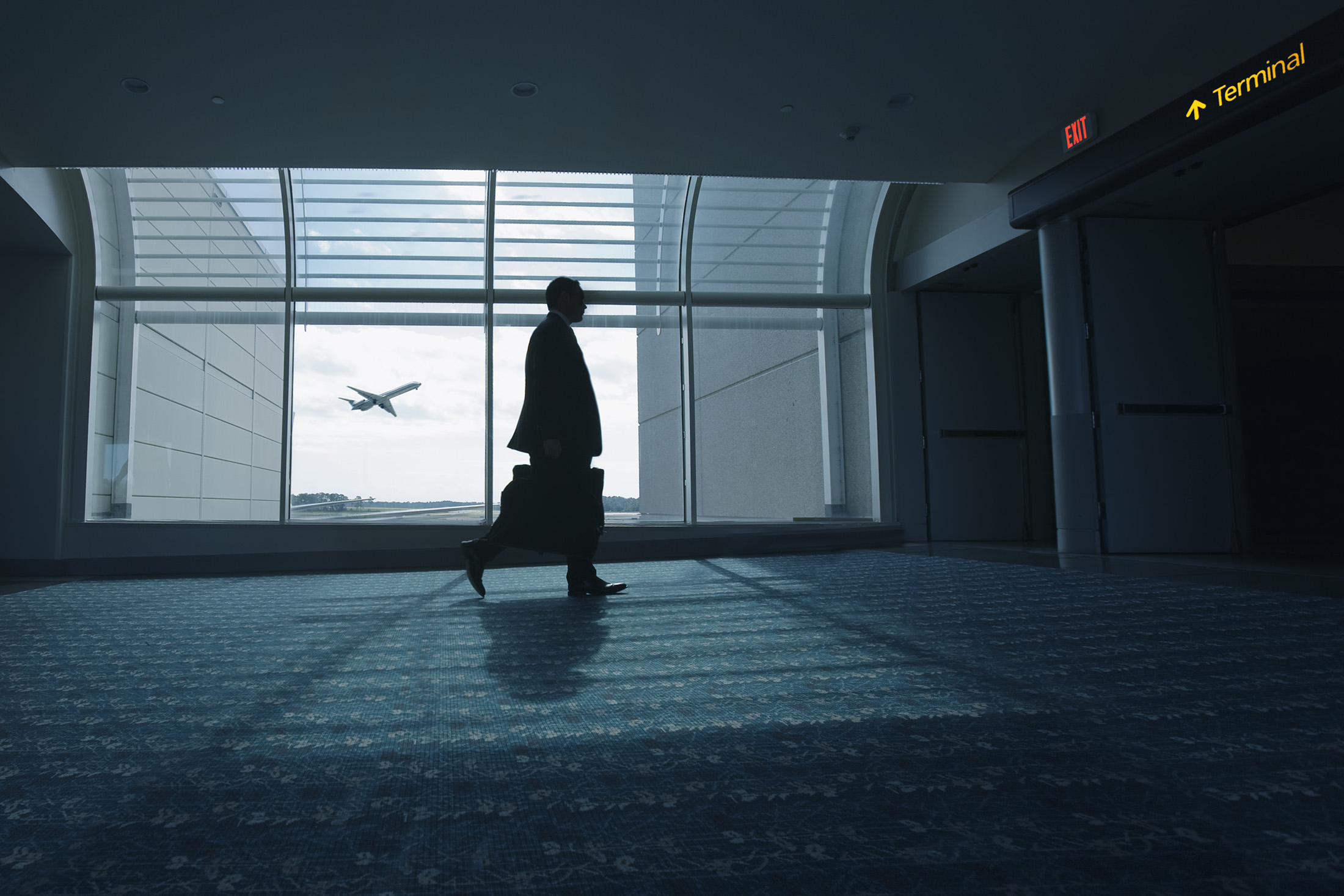 Businessman walking in airport