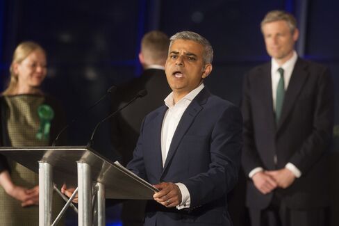 Sadiq Khan after being elected on May 6