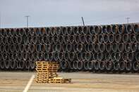 Steel Pipes Stacked In Rows