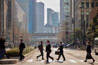 Morning Commuters Ahead of Japan Tankan Survey